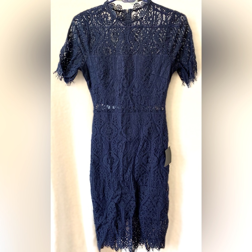 Lulu’s Remarkable Navy Blue Lace Dress